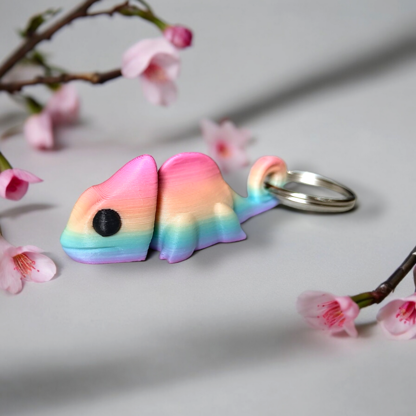 Regenboog kameleon sleutelhanger - fidget toy