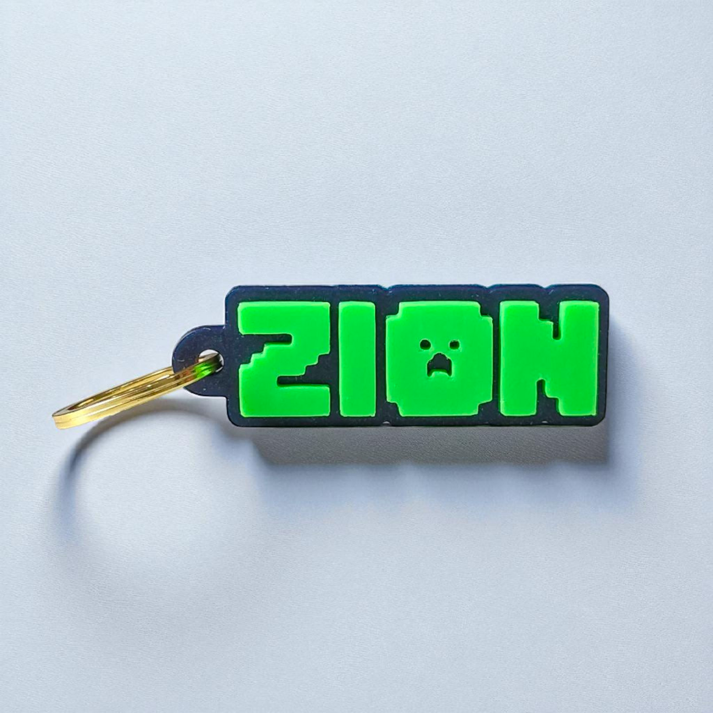 minecraft sleutelhanger met naam caribian blauw neon groen