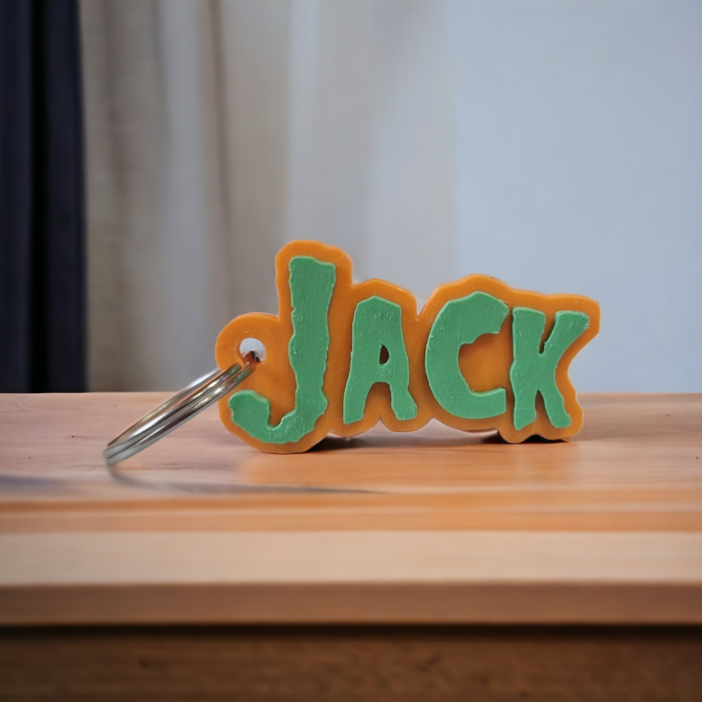 sleutelhanger met naam spooky oranje pastel groen