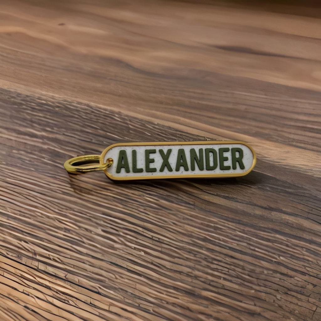 Premium gepersonaliseerde sleutelhanger met naam in luxe verpakking