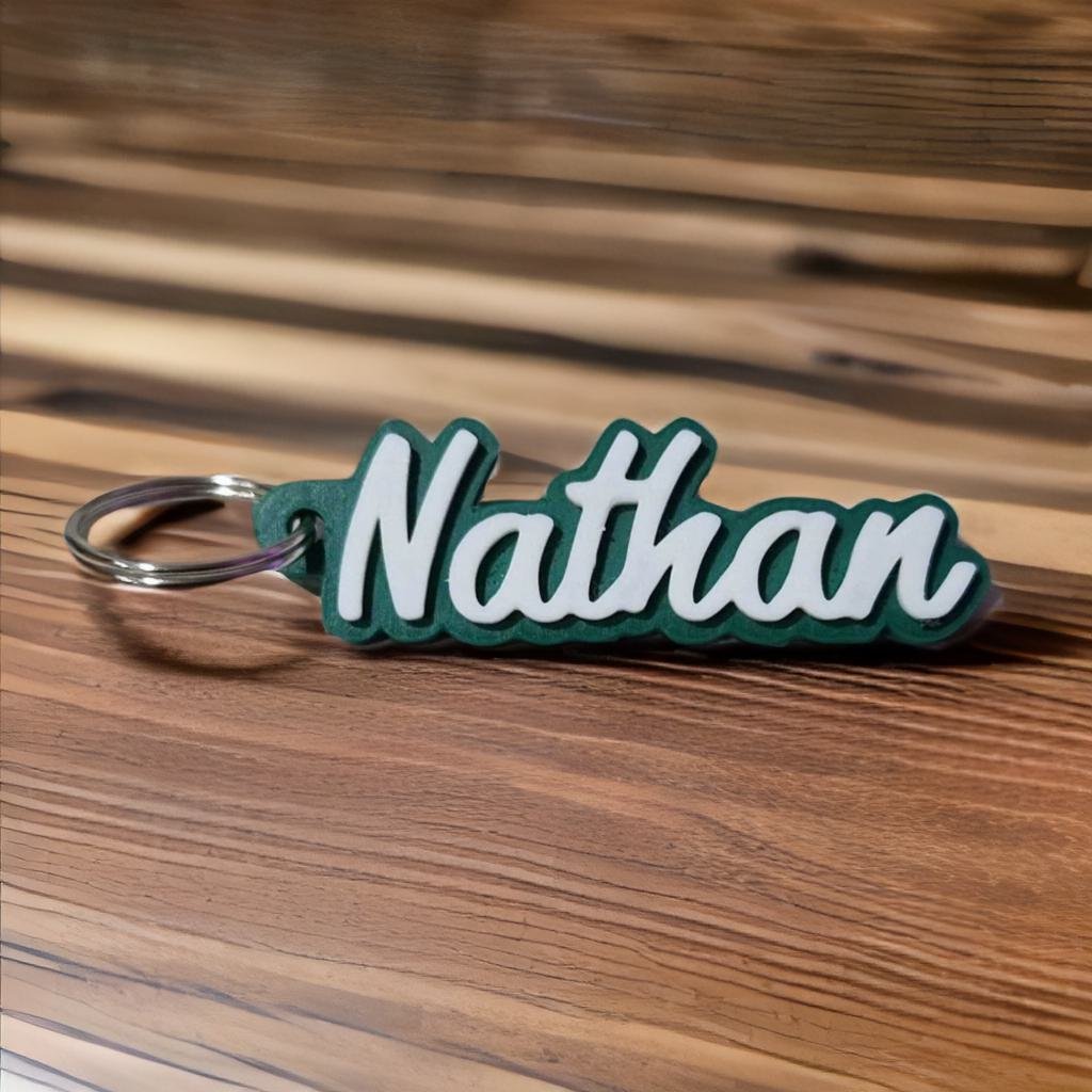 sleutelhanger met naam sierlijk groen wit