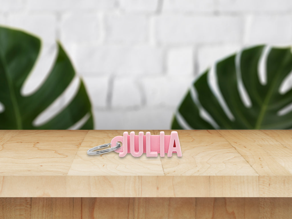 Sleutelhanger in pastel kleur met naam