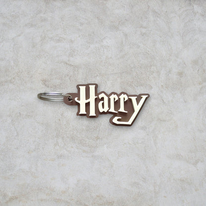harry potter sleutelhanger met naam bruin ivoor