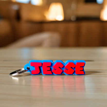 leutelhanger met naam super mario  blauw rood