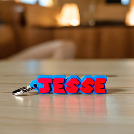 leutelhanger met naam super mario  blauw rood