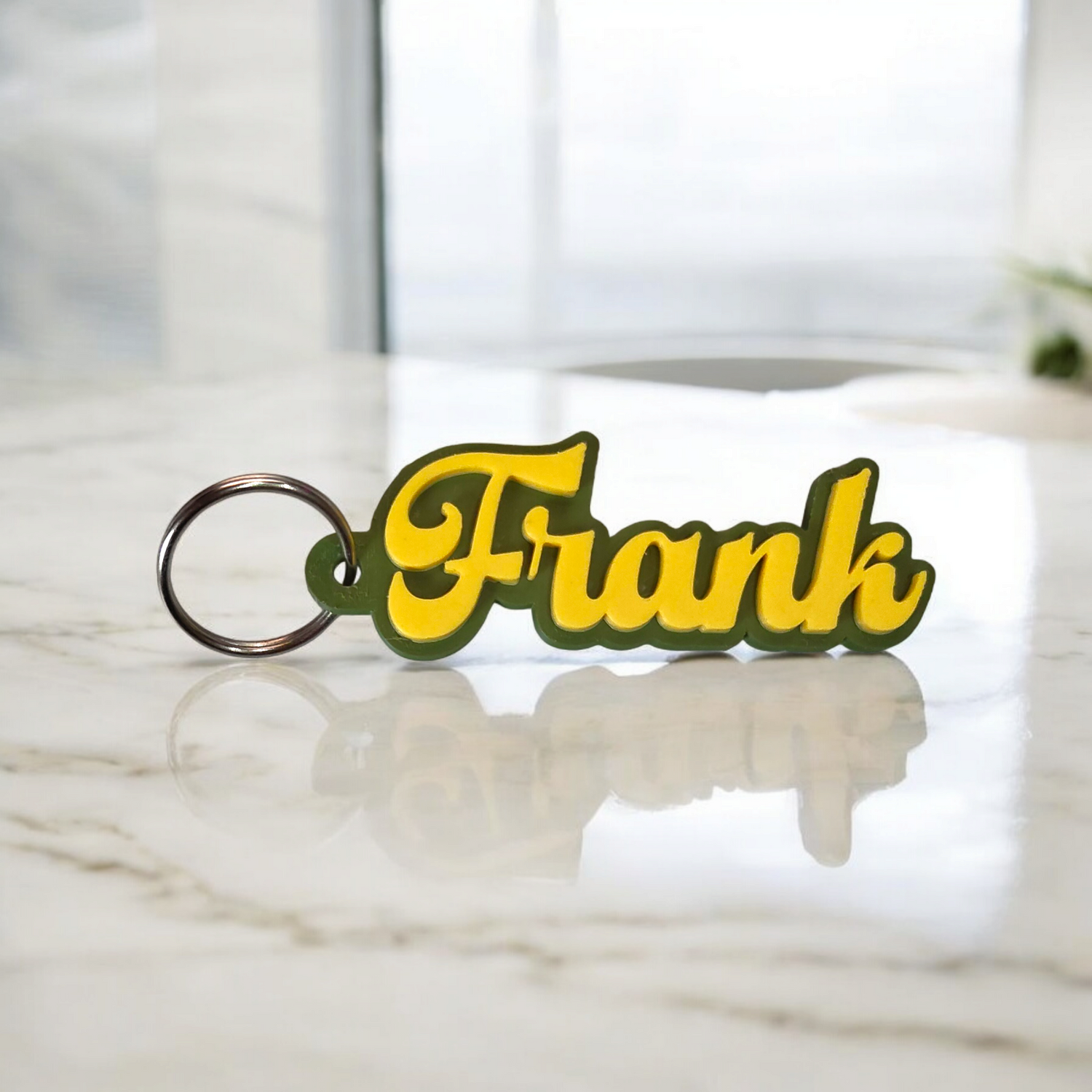 leutelhanger met naam vintage retro leger groen geel