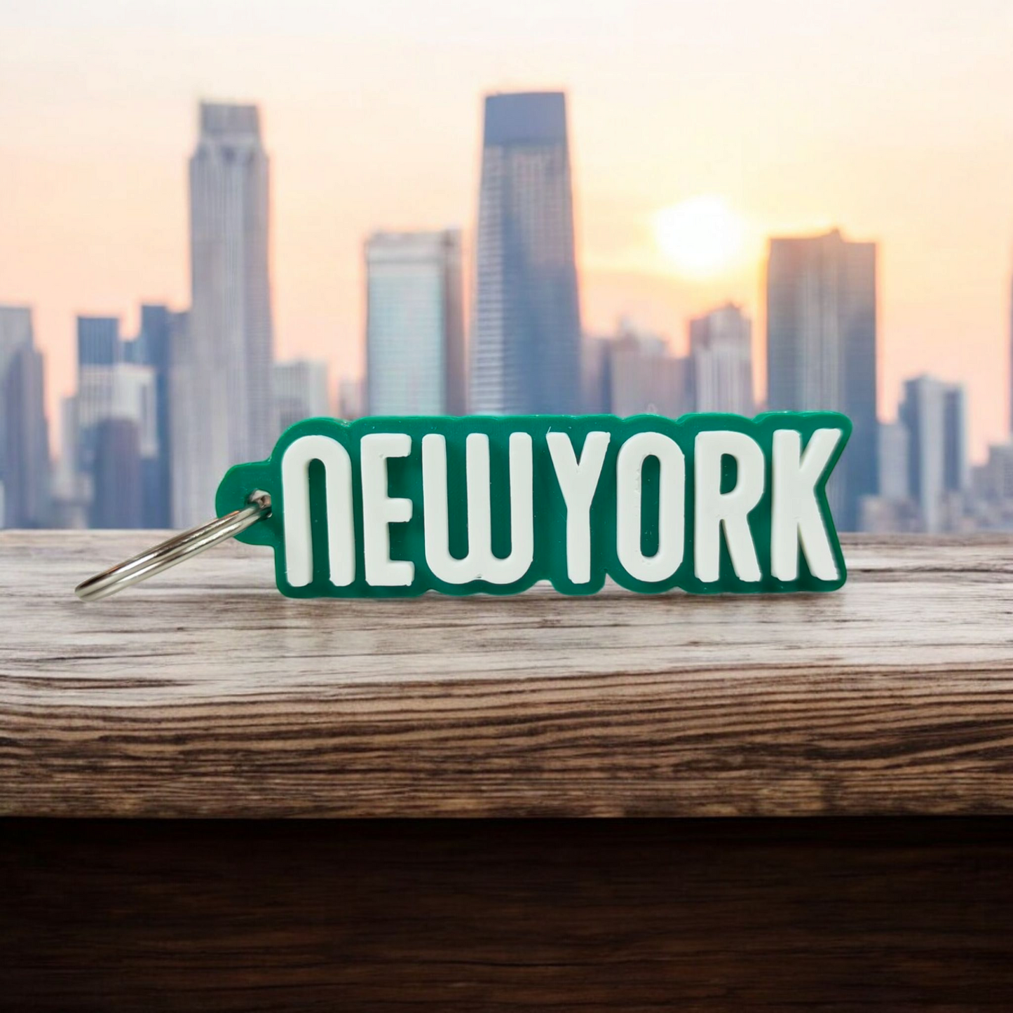 sleutelhanger met naam new york groen wit