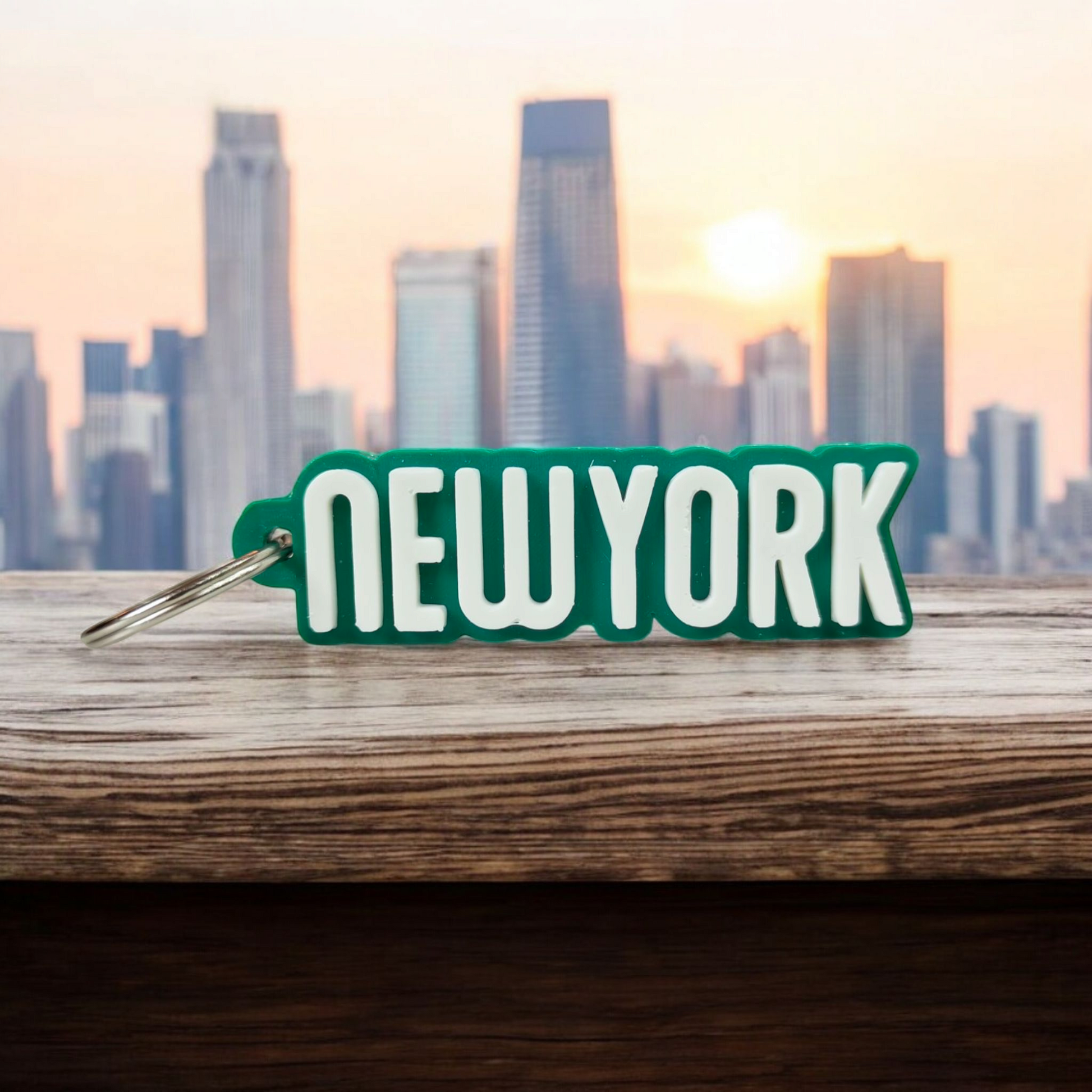 sleutelhanger met naam new york groen wit