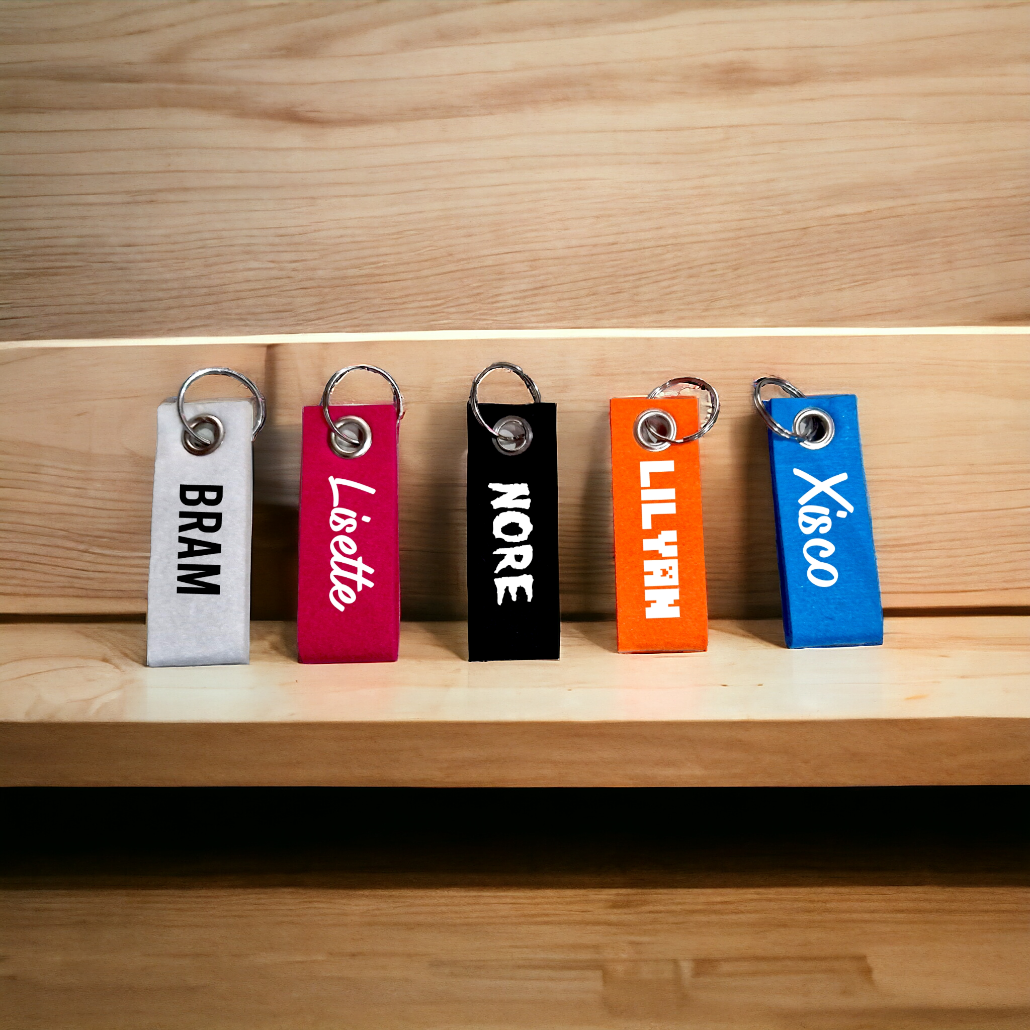 Sleutelhanger met naam van vilt